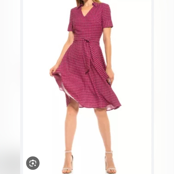 Alexia Admor Dresses & Skirts - Alexia Admor Geometric Collared Midi Swing Dress NWT Womens Sz 8
